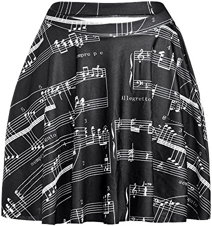 Skirts Plus Size Mini White Music Notes Skirts 3D Skirts