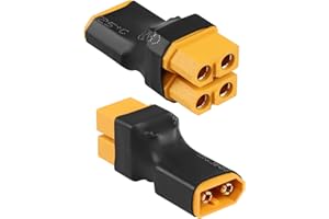 QIANRENON 1 en 2 XT60 Parallèle Adaptateur ESC Splitter XT60 mâle à 2 Femelle Y Forme Connecteur XT60 1 à 2 Lithium Battery ESC Plug, pour Les modèles réduits d'avion RC Car Drone Quadcopter, 2 Pcs