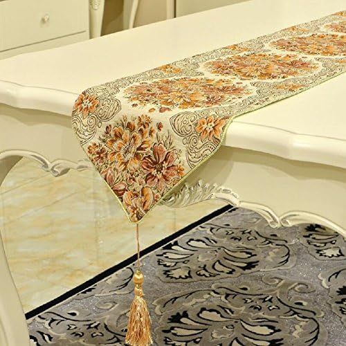 LD&amp;P High-end European luxury classic table runner bedroom bed runner coffee table TV cabinet embroidery table runner,yellow,28*160cm