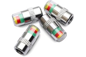 ANCLLO 4 szt. Samochodowy czujnik ciśnienia w oponach kapturki zaworu wskaźnik czujnika 3 kolor oko alarm