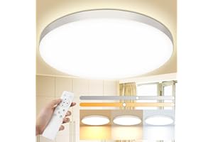 Swoieltr Plafon LED Techo, 24W 2000LM Lampara Techo con Mando a Distancia, 3000K-6500K IP44 Plafones para Techo LED, Regulable Lampara LED Techo Candeeiro Teto Cocina Dormitorio Salon Baño Ø28cm