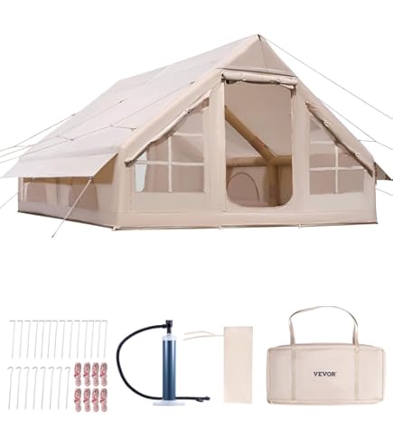 Tente Gonflable MOPHOTO 6 Personnes – Glamping Avec Pompe – Beige 420D