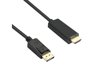 YACSEJAO DisplayPort to HDMI Cable, Gold-Plated DisplayPort (DP) Male to HDMI Male Adapter, DP to HDMI, Compatible with Projector, Desktop, Laptop, Monitor, More - 1.8M