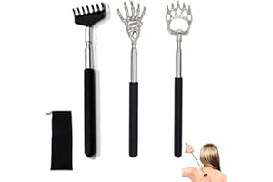 YQBFTC 3PCS Gratte dos,Gratte Dos Télescopique Extensible Portatif pour Hommes et Femmes,Gratte-dos en Acier Inoxydable Griffe Fantôme Massage pour gratter le dos et la tête