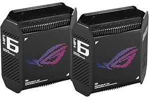 ASUS ROG Rapture GT6 Tri-Band WiFi 6 Mesh System [2Pack] – for home & gaming, smart antenna, covers up to 5,800sq ft, triple-level game acceleration, free internet security, 2.5G Ethernet port, Black