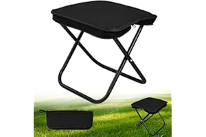 FuxFuis Tabouret Pliant Portable, Tabouret de Camping Pliable, Chaise Pliante Camping, Chaise Pliante Portable Exterieur, Siege Pliant Portable Leger pour Voyage Randonnée Pêche Plage, Noir