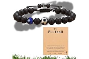 BENIFILE Football Bracelet for Boys, Soccer Fans Bracelet Gifts with Inspiring Card for Friends Teens Son Grandson Nephew Brother Men Girls on Birthday Graduation Back to School Anniversary