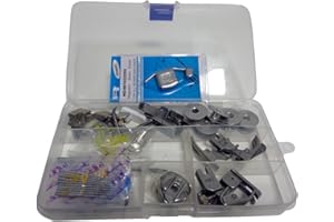 BORMAN Kit de Accesorios para Máquina de Coser Industrial – Juego Completo con Prensatelas, Canillas, Agujas, Cavia imantada, Destorinillador, Tornillos de Recambio y Caja Organizadora