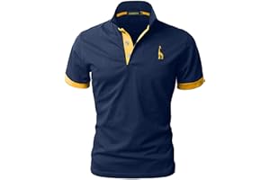 GNRSPTY Hombre Polo de Manga Corta Bordado de Ciervo Deporte Golf Camisa Poloshirt Negocios Camiseta de Tennis Verano T-Shirt