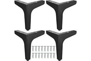 YIPHOMN 4 Piezas Patas para Muebles, 6 Pulgadas/15 cm Patas para Mesas Metal, Patas Pies de Repuesto para Mesa, Armario, Gabinetes de TV, Cajones, Mesita de Noche, Sofás, Camas - Negra