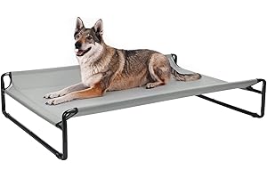 Veehoo Original Cooling Elevated Dog Bed, Outdoor Raised Dog Cots Bed for Large Dogs, Portable Standing Pet Bed with Washable Breathable Mesh, No-Slip Feet for Indoor Outdoor, X-Large, Grey, CWC2201