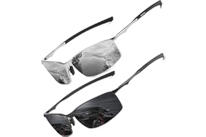 LEDING&BEST Lunettes de soleil Pilote polarisées hommes femmes Extérieur Léger Cadre métallique Pêche Golf Conduite Élégant Rétro lunettes Anti-Reflets Cat 3 CE