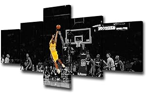 TUMOVO Wandbild mit schwarz-gelbem Hintergrund, Motiv: Basketballspieler Kobe Bryant von Lakers at Staples Center in Los Angeles, Kunstdruck auf Leinwand, fertig zum Aufhängen, 127 x 61 cm (B x H)