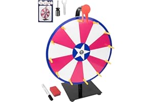 JstFrU 12 Inch Spinning Prize Wheel-12 Slots Color Tabletop Roulette Spinner Wheel of Fortune,with Dry Erase Marker & Eraser,for Carnival, Trade Show, Win Fortune Spin Games