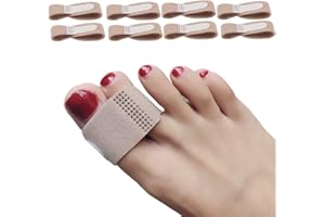 DYKOOK Broken Toe Wraps 8 Pcs, Big Toes Hammer Toe Straightener Fabric Splint Toe Cushioned Bandages for Overlapping Crooked Broken Toes Large Size