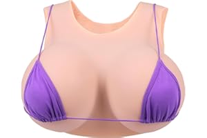 Vnmcry Silikon Riesige Brüste K Cup Realistisch Crossdresser Ärmellos Rundkragen Falsche Brust Forms Gefüllt aus Baumwolle & Gel Silikonbrüste für Transgender Prothese