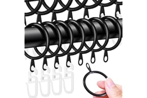 Aililong 50 anillas de cortina de metal y plástico para cortina de ducha y ventana, 30 mm de diámetro interior, color negro.