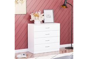 Vida Designs Cassettiera Bianca, 4 cassetti, Maniglie in Metallo, Guide con Supporto Anti-scorrevole