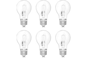 DoRight 6 Pezzi E27 Illuminazione Alogena A60 28W Dimmerabile Globo Lampadina Alogena Lampadina a vite Edison Bianco Caldo 2700K, Angolo del fascio di 360°, 370 lumen, Sostituire con LED 3W 5W