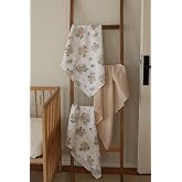 SALLHOMEE &Ccedil;ok Ama&ccedil;lı M&uuml;slin &Ouml;rt&uuml;, Pamuklu, Bej, Bebek, 2 Katlı, 3'l&uuml; Set, Koala Desenli, Antibakteriyel