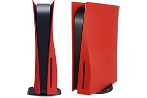 VLANMON PS5 Frontplatten Staubschutz Konsole Skins Case Shell Panels für Disc Edition, Playstation 5 Zubehör Frontplatte Schutzhülle platte für Sony PS 5 staubdicht kratzfest (CD Rot)
