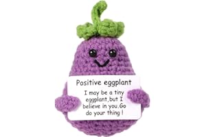 Leyiteng 3.15 Inch Positive Eggplant,Cheer Up Gifts For Men，Cute Eggplant Knitting Doll Gift, Funny Crochet Eggplant Doll Car Dashboard Decoration For Car Home Office