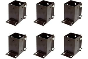 6 x Fence Post Holder 75mm posts Support Flush Fit Shoe Anchor Clamp Grip Brown for 75mm x 75mm posts (3") Eliza Tinsley Swiftpost, Pack of 6