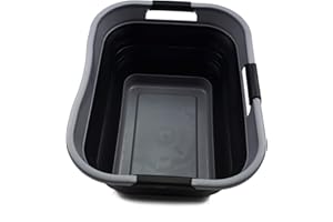 SAMMART Cesta Plegable de plástico Plegable de 30 l (7,6 galones), contenedor de Almacenamiento Plegable y Organizador – bañera portátil – Cesta de Ahorro de Espacio (1, Gris/Negro)