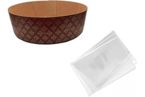 OPIROS Stampo Per Panettone Basso Pirottini In Carta Per Cottura In Forno Lievitati Dolci Di Natale (Pz. 5 Stampi + Pz. 5 Buste, Kg. 1)