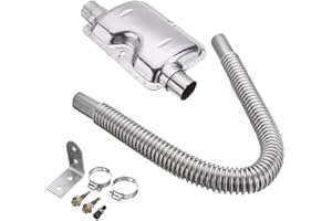 KKTICK Abgasschlauch Schalldämpfer Set, 60cm Edelstahl Auspuff Abgasrohr mit 25mm Schalldämpfer Abgasschlauch und Klammern, Standheizung Abgasschlauch für Auto Schalldämpfer Diesel Heizung