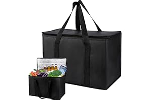 SAMULIY Insulated Food Delivery Bag - Large Insulated Food Delivery Bag Insulated Reusable Grocery Bags Insulated Pizza Delivery Bags Warm for Pizza Warmer, Cooler Shopping and Hot Cold Meal