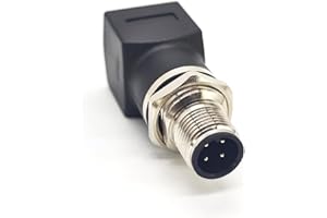 ELECBEE Conector M12 a RJ45 Adaptador recto M12 de 4 pines macho a conector hembra RJ45 A código impermeable