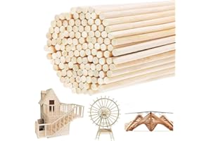 RUIKCOLL RundhölzerHolzstäbchen Rund, Basteln Holzstäbchen, Holzstäbchen zum Basteln Bastelstäbe, Dübel Bastel Holz für Kunstprojekte, Deko DIY-Crafts, Architekturmodelle,30 Stück,300 mm X6 mm