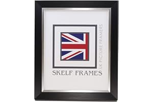 Skelf Frames 12 x 10 Inches Picture Photo Frame in Brushed Black with Silver Inlay with Glass Hand made in Yorkshire (Multiple Sizes)
