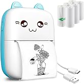 Wembley Mini Bluetooth Printer for Kids| Durable, Portable & Safe| Kitty Themed Thermal Printer| Rechargeable & Battery Opera