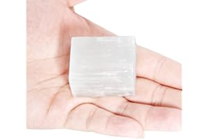 ORIENTREA 1 Stück Selenit Würfel ca. 70g, Selenite Heilkristall Steine, Premium Hand-Sortiert, Reinigen Sie die Aura von Negativität, Stress und Angst zu lindern