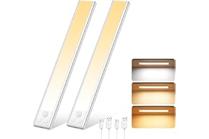 YLATOIAL Luce Armadio LED con Sensore, 3 Temperature di Colore Dimmerabile Led con Sensore di Movimento, USB Ricaricabile Magnetica Lampada, Luce Led Sottopensile per Cucina Garage Scale Bagno Corridoio