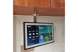 ATOPHK Supporto sotto-armadio, per Amazon Echo Show 15, mantiene l'eco lontano dal bancone e gira da lato a lato, a soffitto o sotto il gabinetto, argento 026-02 IT