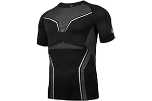 AMZSPORT Męska koszulka kompresyjna, z krótkim rękawem, funkcyjna, oddychająca koszulka sportowa, do biegania, fitnessu