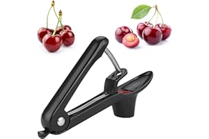 YPYMOD Snocciolatore Ciliegie, con Asta di Acciaio inox e Tazza di Supporto in Silicone Morbido, Per Una Rapida Rimozione Dei Torsoli Di Frutta (Nero)
