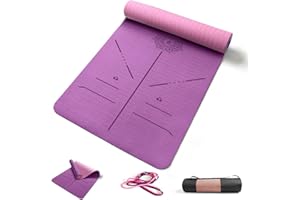 FP-TECH Tappetino da Yoga Imbottito Antiscivolo Fitness Pilates Ginnastica in TPE Mat con Sacca 183 X 68 X 0.8 CM