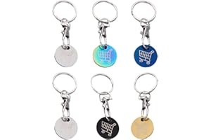 PSFYRN 6 Pcs Shopping Trolley Token, Trolley Token, Trolley Coin Keyring Uk Set, Solid Metal Trolly Coin Uk for Supermarket Cart, New Pound Coin Trolley Token(5 Colors)