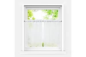 HeichkelL Zazdrostki, zestaw 2 firanek bistro, woalowych, przezroczyste, krótkie, jednokolorowe, zasłony okienne, białe, szer. x wys. 66 x 61 cm x 2 cm