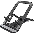 Portronics Modesk 100 Desktop Foldable Mobile & Tablet Holder with Multiple Viewing Angles, Anti Slip Strips, ABS Material(Black)