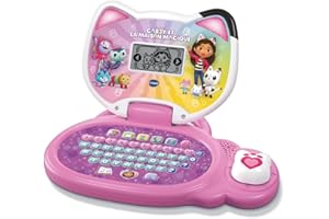 VTech - Mon Ordi Éducatif Gabby et La Maison Magique - Ordinateur Enfant avec Écran Rétroéclairé, Oreilles Gabby Chat Lumineuses et 18 Jeux Interactifs - Cadeau Enfant Dès 3 Ans - Contenu en Français