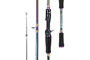 Sougayilang Fishing Pole, Composite Glass & Carbon Fiber Blanks Spinning Rod, 2Pc Fishing Rod with EVA Handle Fishing Rod-2.1m Casting