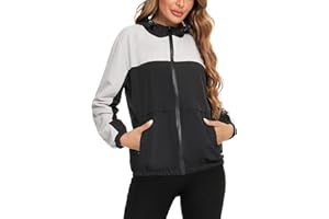 NC Impermeables Mujer con Capucha Chaqueta Cortavientos Impermeable Chubasqueros Ligeros Mujeres Rompevientos Chaqueta de Primavera Otoño Running