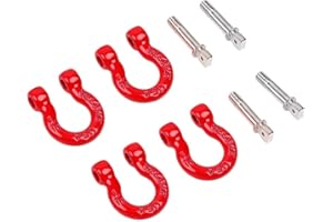 INJORA 4 Pezzi Ganci di Traino in Metallo Rossi Paraurti per Auto Crawler RC 1/10 TRX-4 Axial SCX10 90046 D90 (Rosso)
