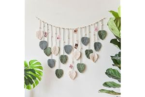 ANNERATTERYER Arazzo da Parete Boho Macramè,Arazzo da Fatto a Mano,Arazzo da Parete in Macramè con Foglie Bohémien,per L'esterno,Il soggiorno,la Camera da Letto,l'interno,la Stanza dei Bambini (120x75cm)