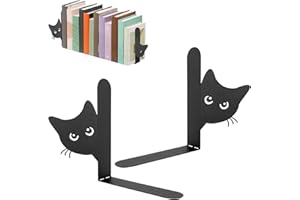 AOROPS Fermalibri in metallo, 2 pezzi, nero, per gatti, fermalibri in metallo con tappetino antiscivolo, per la creatività, per la scuola, l'ufficio, la casa